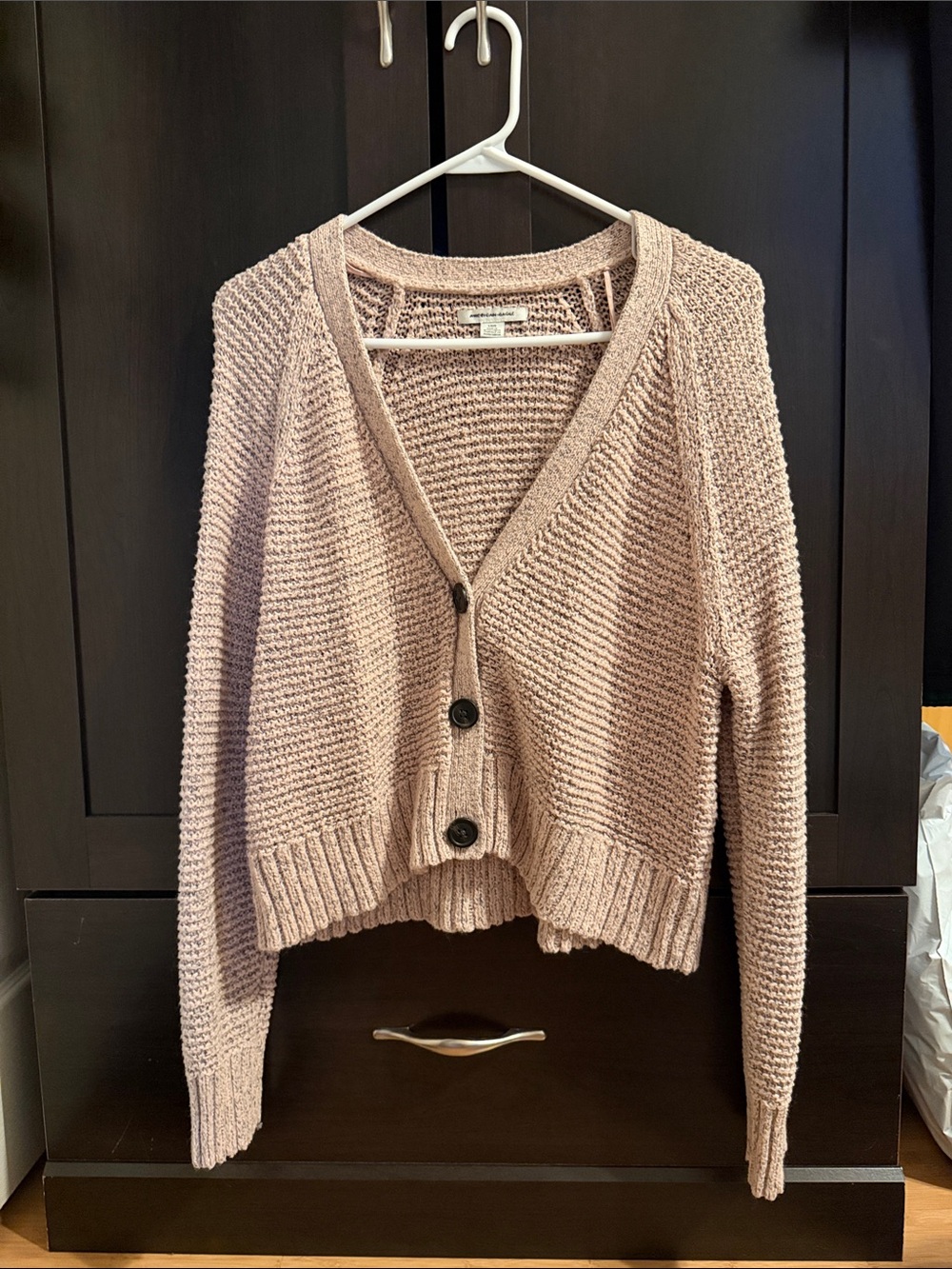 American Eagle Outfitters Mauve-Beige Chunky Button-Up Cardigan